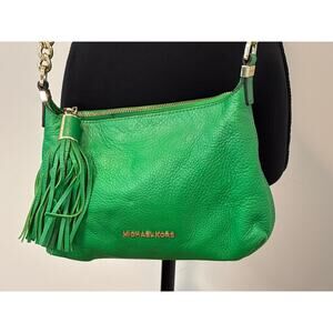 Michael Kors Emerald Bedford Tassel Green Leather Crossbody Bag